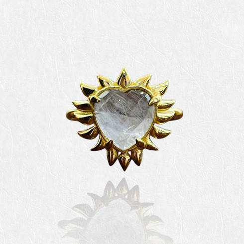 Heart of Fire Ring with Kyanite Quartz 10x10mm Stone