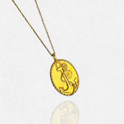 14K Gold "Anchor Oval Charm"