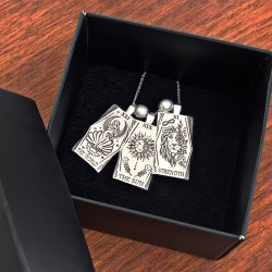 Three Tarot Cards in one Chain Necklace  Three Tarot Cards in one Chain Necklace