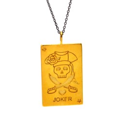 "Joker" Playing card pendant with "Τhe Pirate" - Sterling Silver 925