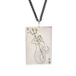 "King" Playing card pendant with Poseidon - Sterling Silver 925
